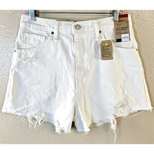 Levi’s Jeans Mom Shorts High Waisted White Denim Relaxed Distressed NWT 30